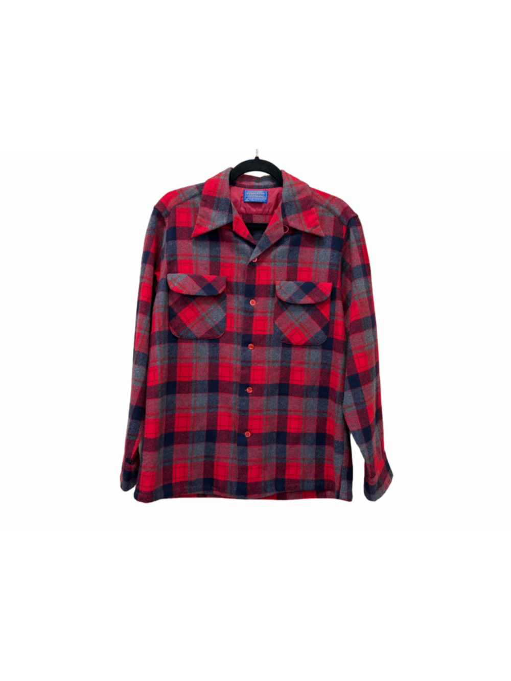 Vintage 70s Pendleton Board Shirt Men’s M Red Plaid Pure Virgin Wool USA